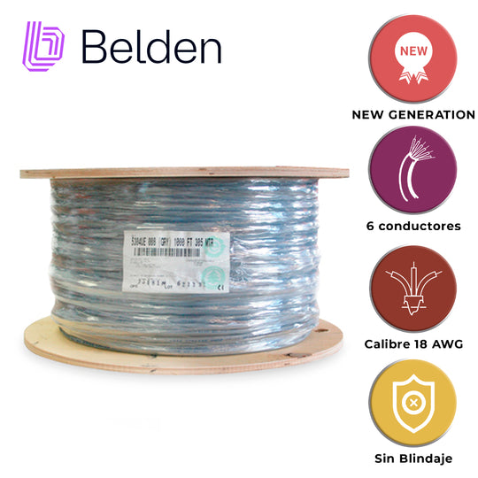 CABLE DE SEGURIDAD Y ALARMA BELDEN 5304UE 0081000 / INTERIOR / GRIS / 6 CONDUCTORES / 18 AWG / MULTIFILAR / FORRO PVC / 