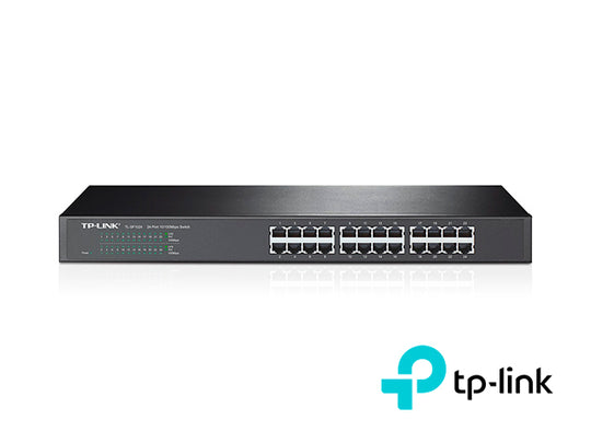 SWITCH NO ADMINISTRABLE TP-LINK TL-SF1024/ CUENTA CON 24 PUERTOS RJ45 10/100 MBPS/ MONTAJE EN RACK/ CARCASA METALICA DE 