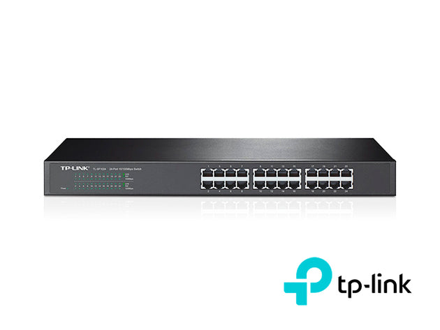 SWITCH NO ADMINISTRABLE TP-LINK TL-SF1024/ CUENTA CON 24 PUERTOS RJ45 10/100 MBPS/ MONTAJE EN RACK/ CARCASA METALICA DE 