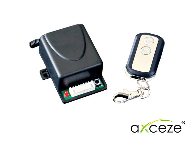 RECEPTOR INALAMBRICO CON CONTROL REMOTO AXCEZE AX-REC12 433.92MHZ CON SALIDA DE SIRENA PARA AVISOS DE APERTURA Y CIERRE 