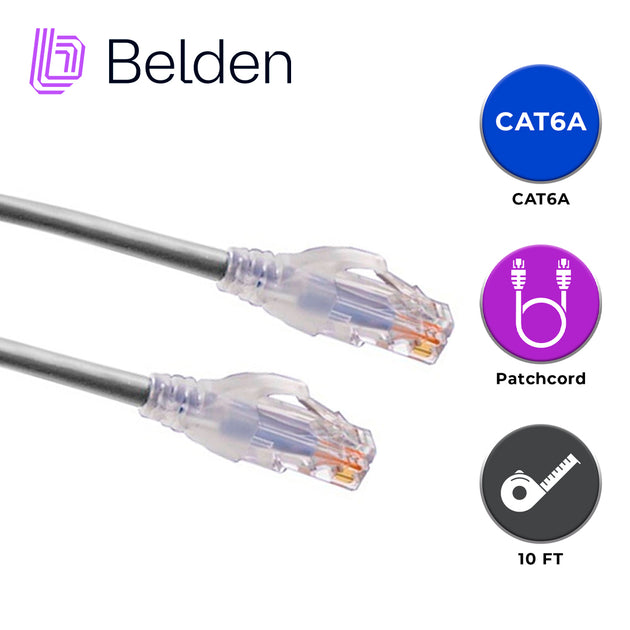 PATCH CORD UTP CAT6A BELDEN CA21108010 / INTERIOR / GRIS / 4 PARES / 24 AWG / FORRO PVC / CMR / 10 PIES 3 METROS