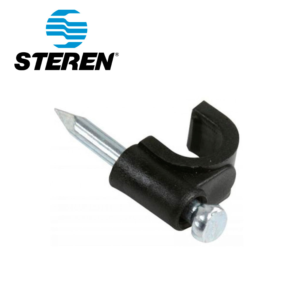 GRAPAS DE PLASTICO STEREN GRA-955N BOLSA CON 50 PZS C/U COLOR NEGRO IDEAL PARA SUJETAR CONDUCTORES REDONDOS USO PARA PAR