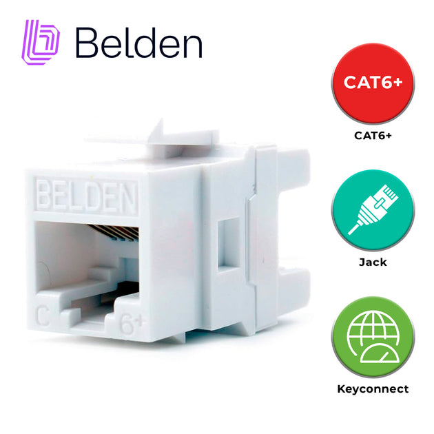 CONECTOR MODULAR JACK CAT6+ RJ45 BELDEN AX101320 / KEYCONNECT / INTERIOR / BLANCO / PIEZA