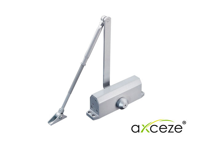 BRAZO CERRADOR DE PUERTAS AX-DOORC80 MARCA AXCEZE PUEDE CERRAR UNA PUERTA DE HASTA 80 KG INSTALACION EN INTERIORES FACIL
