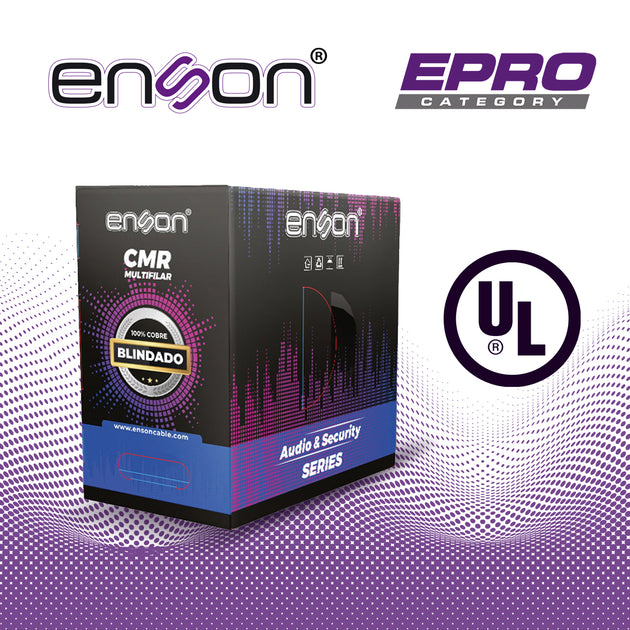 CABLE PARA AUDIO Y SEGURIDAD ENSON EPRO-5300F 2C/18AWG MULTIFILAR 100 POR CIENTO COBRE FORRO DE PVC CMR COLOR GRIS BLNDA
