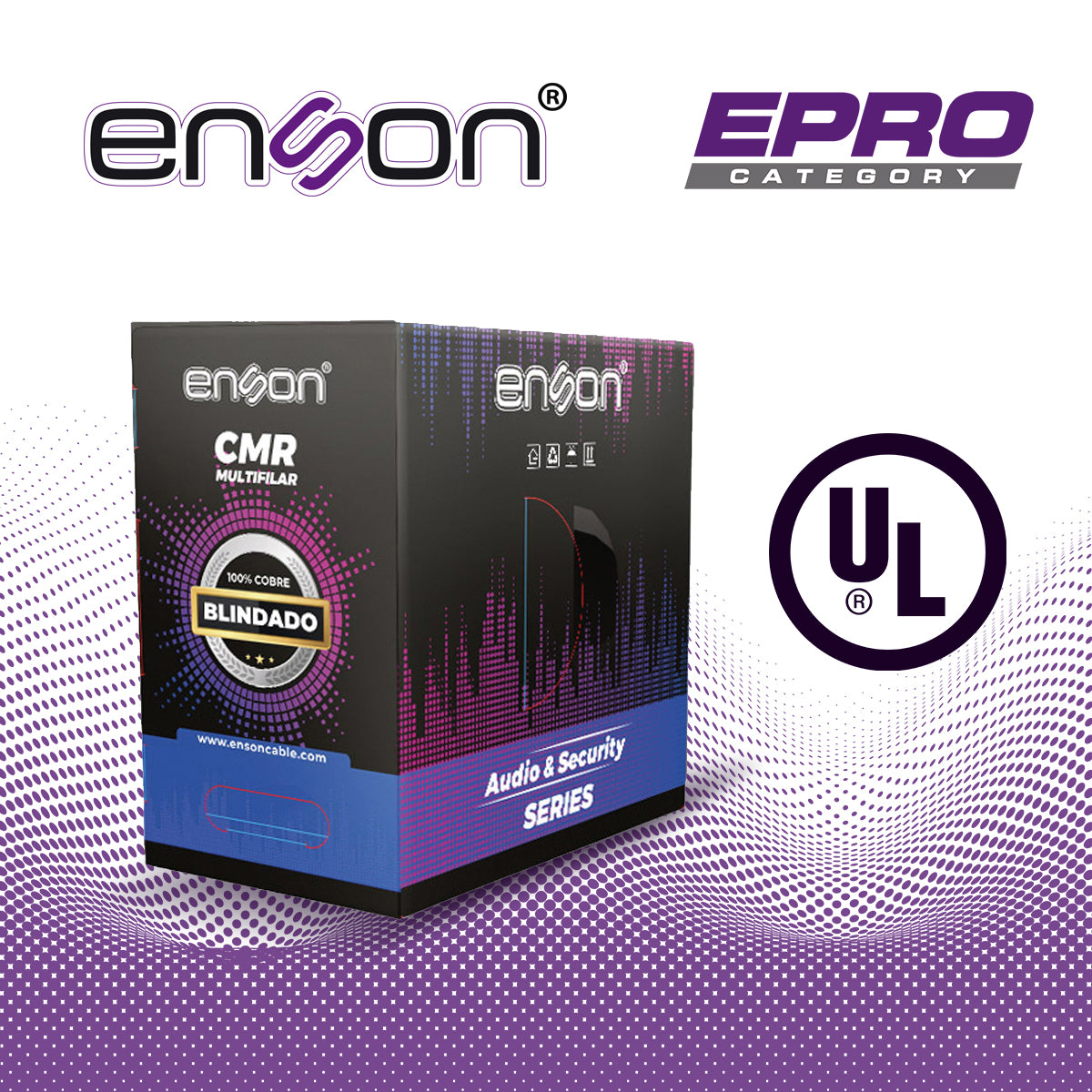 CABLE PARA AUDIO Y SEGURIDAD ENSON EPRO-5300F 2C/18AWG MULTIFILAR 100 POR CIENTO COBRE FORRO DE PVC CMR COLOR GRIS BLNDA