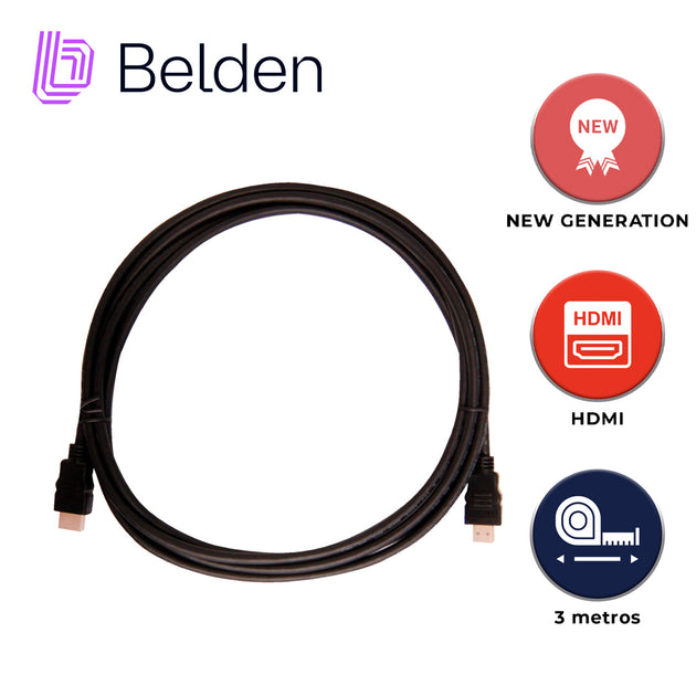 CABLE HDMI BELDEN HDE003MB / HIGH SPEED / 1080P 60HZ / 4K 30HZ / 3 METROS / TIPO A-A / PIEZA