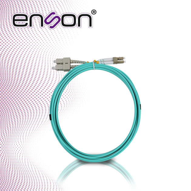 JUMPER DE FIBRA OPTICA ENSON ENS-JUMPLCSC FORRO PVC COLOR AQUA TIPO DE FIBRA MULTIMODO OM3 50/125 MICRAS CONECTORES LC D