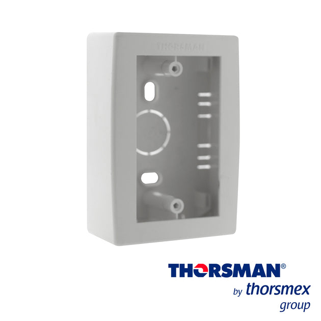 CAJA PLASTICA TMK S1 THORSMAN 7902-02001 COLOR BLANCO DE PVC AUTO EXTINGUIBLE CON FONDO, INCLUYE TAQUETE Y PIJA PARA SU 
