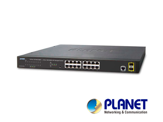 SWITCH PLANET GS-4210-16T2S/ ADMINISTRABLE-L2/L4/ 16 PUERTOS RJ45 VELOCIDAD DE TRANSMISION 10/100/1000 MBPS+ 2 PUERTOS F