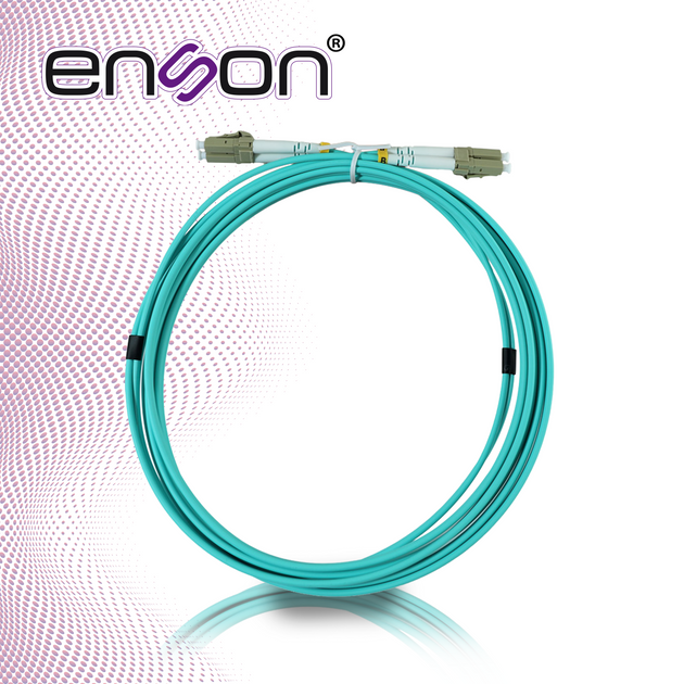 JUMPER DE FIBRA OPTICA ENSON ENS-JUMP300MM3 FORRO PVC COLOR AQUA TIPO DE FIBRA MULTIMODO OM3 50/125 MICRAS CONECTORES LC