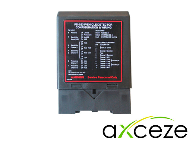 DETECTOR DE MASA AXCEZE AX-LOOP24 SENSOR DE DOBLE CANAL, CUENTA CON 2 SALIDAS DE RELEVADOR N.O. ALIMENTACION 110VCA COMP