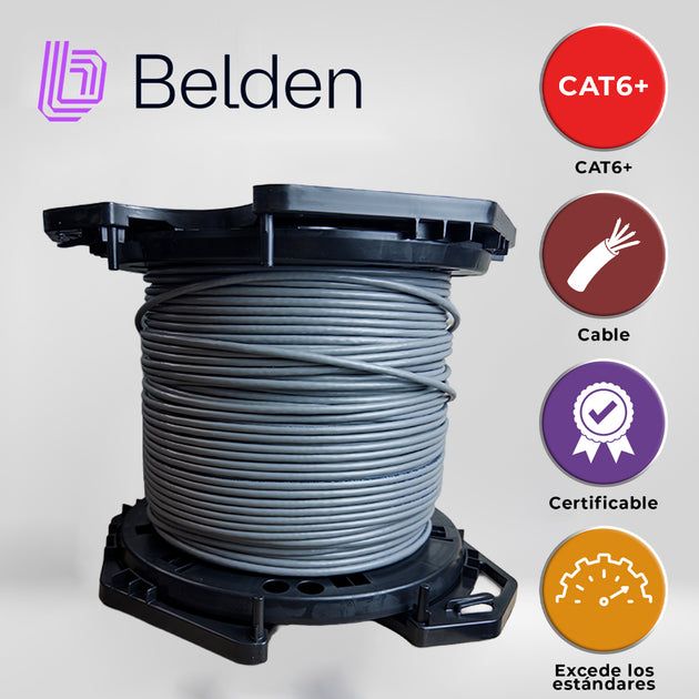 CABLE UTP CAT6+ BELDEN 2412 008A1000 / INTERIOR / GRIS / 350MHZ / 4 PARES / 23 AWG / FORRO PVC / CMR / CERTIFICABLE / BO