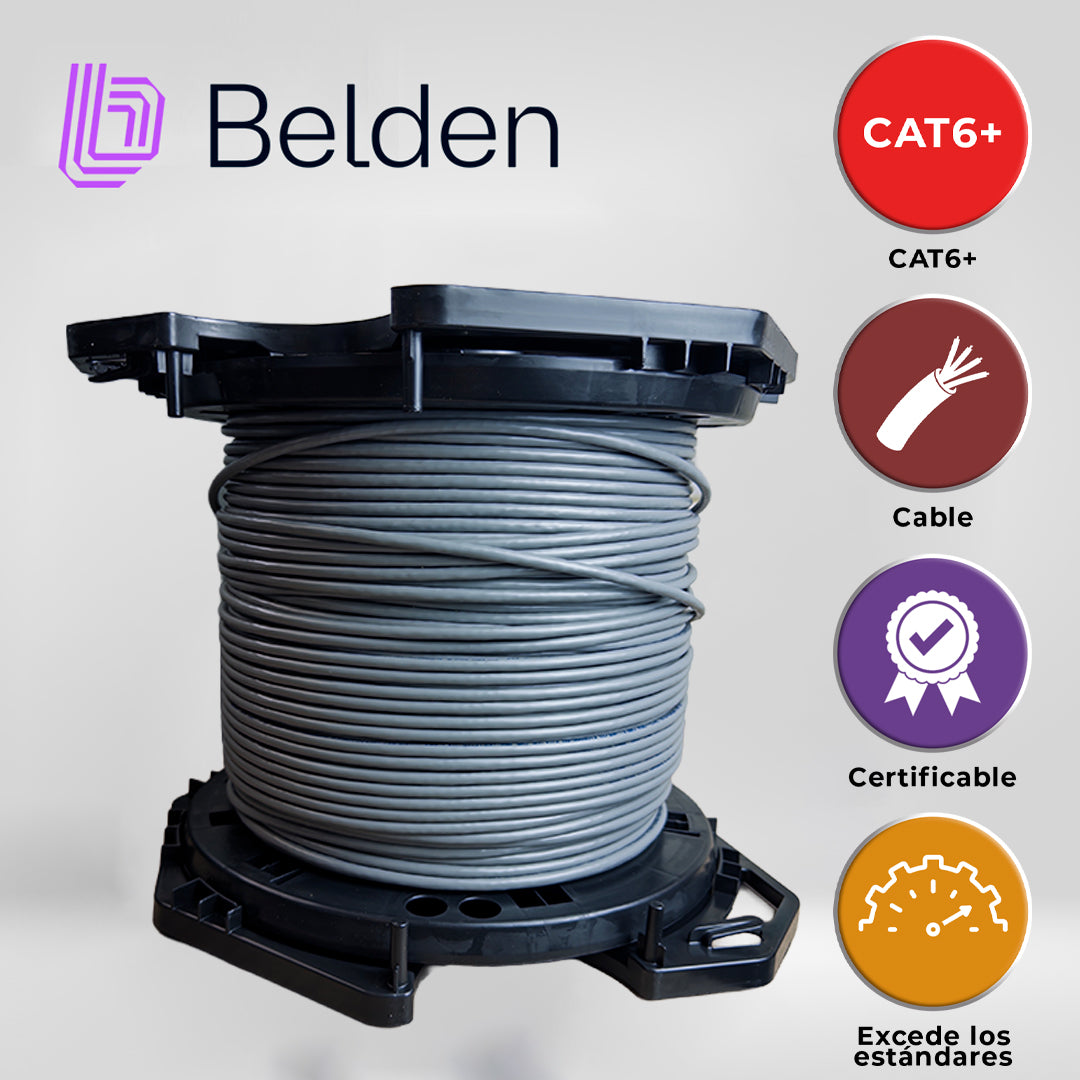 CABLE UTP CAT6+ BELDEN 2412 008A1000 / INTERIOR / GRIS / 350MHZ / 4 PARES / 23 AWG / FORRO PVC / CMR / CERTIFICABLE / BO