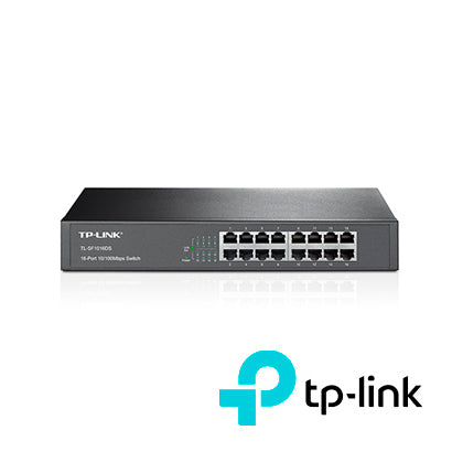 SWITCH NO ADMINISTRABLE TP-LINK TL-SF1016DS/ CUENTA CON 16 PUERTOS RJ45 10/100 MBPS/ MONTAJE EN RACK/ TECNOLOGIA GREEN E
