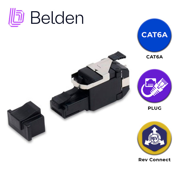 PLUG RJ45 UTP REVCONNECT CAT6A BELDEN RVAFPUBK-S1 / NEGRO