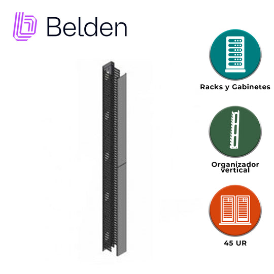 ORGANIZADOR VERTICAL BELDEN VCMFDR4X4 / INTERIOR / NEGRO / ALTURA 213.36 CM / ANCHO 10.16 CM / PROFUNDIDAD 10.16 CM / PE