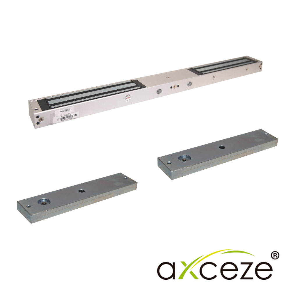 CHAPA MAGNETICA AXCEZE MODELO AX-M620X2L ELECTROIMAN DOBLE, CADA IMAN TIENE FUERZA DE 600 LIBRAS COMPATIBLE CON ACCESORI