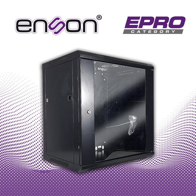 GABINETE DE PARED ENSON ENS-RKGB12U 12UR PUERTA FRONTAL DE CRISTAL TEMPLADO CON CERRADURA DE SEGURIDAD RANURA DE VENTILA