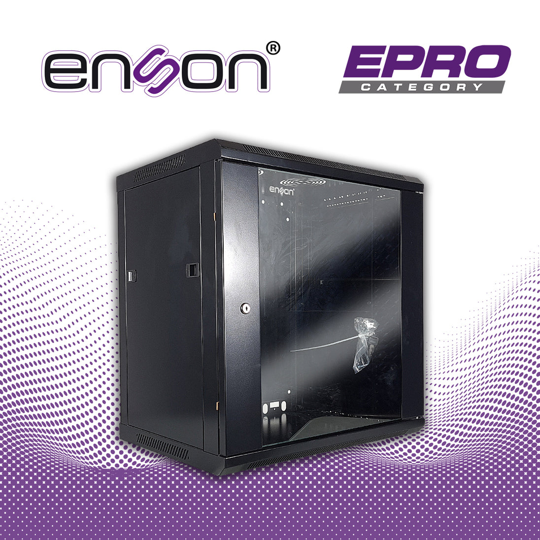 GABINETE DE PARED ENSON ENS-RKGB12U 12UR PUERTA FRONTAL DE CRISTAL TEMPLADO CON CERRADURA DE SEGURIDAD RANURA DE VENTILA