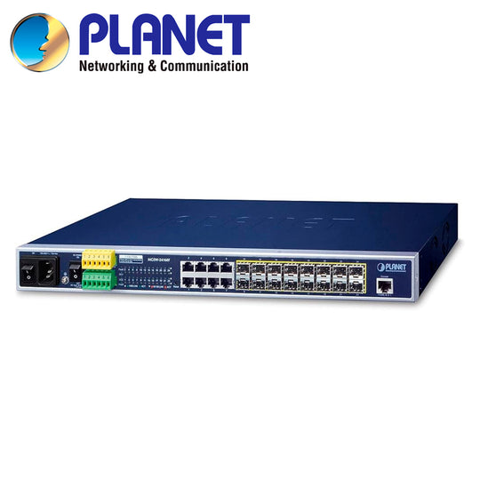 SWITCH ADMINISTRABLE L2+ PLANET MGSW-24160F / 8 PUERTOS RJ45 10/100/1,000MBPS / 12 PUERTOS SFP 100/1,000MBPS / 4 PUERTOS