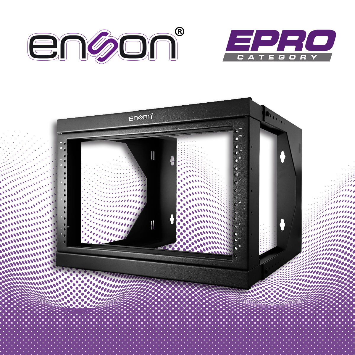 RACK PARED ENSON ENS-RKGO6U 6UR PREPARADO PARA ANCLAJE EN PARED UR MARCADAS MARCO DE RACK ABATIBLE POSTES PARA TORNILLO 