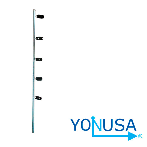 POSTE ESQUINA PREMIUM YONUSA CIRCULAR 1PULGADA DE DIAMETRO PARA ESQUINA DE 1.20MTS GALVANIZADO CON 5 AISLADORES