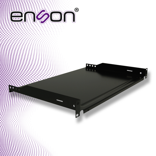 CHAROLA PARA RACK ENSON ENS-RTR1U FIJACION FRONTAL A DOS PUNTOS SOLIDA DE 1 UNIDAD DE RACK, COMPATIBLE CON RACKS Y GABIN