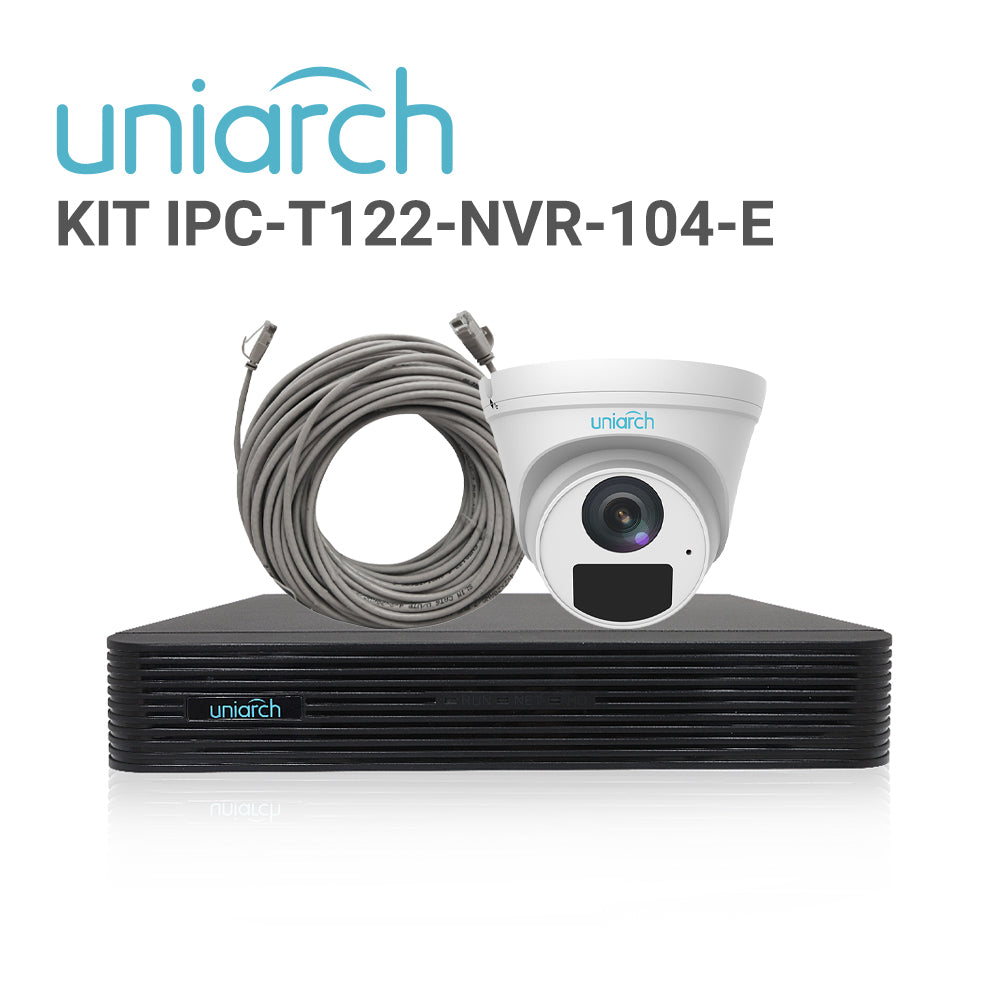 KIT UNIARCH TURRET 2MP / 4 CÁMARAS TIPO TURRET IPC-T122-APF28-E CON LENTE FIJO 2.8 MM / ULTRA 265 / 3-AXIS / DWDR / 2D/3