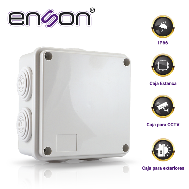 CAJA DE PLASTICO ENSON ENS-PCB1010 100X100X50 MM CON SELLO DE GOMA GRADO DE PROTECCION IP66 MULTIPLES CONEXIONES A TUBER