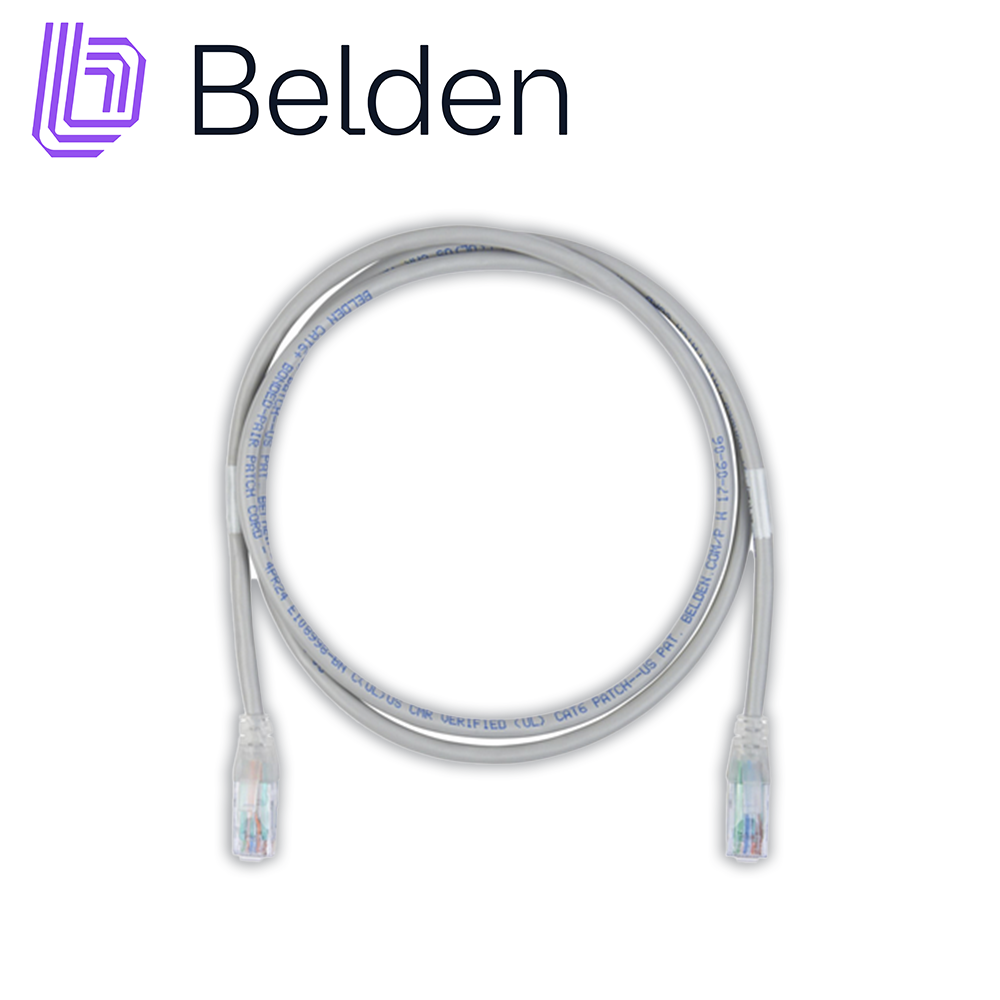 PATCH CORD DIAMETRO REDUCIDO UTP CAT6+ BELDEN C6D1108002 / INTERIOR / GRIS / 4 PARES / 28 AWG / FORRO PVC / CMR / 2 PIES