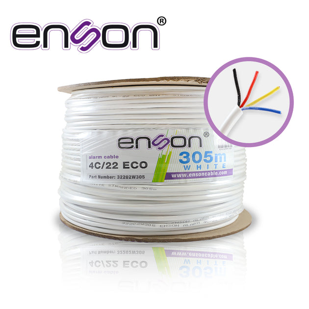 CABLE DE ALARMA ENSON 32202W305 SERIE ECO MULTIFILAR 4C/22 AWG BOBINA DE 305 METROS FORRO PVC COLOR BLANCO PARA USO INTE