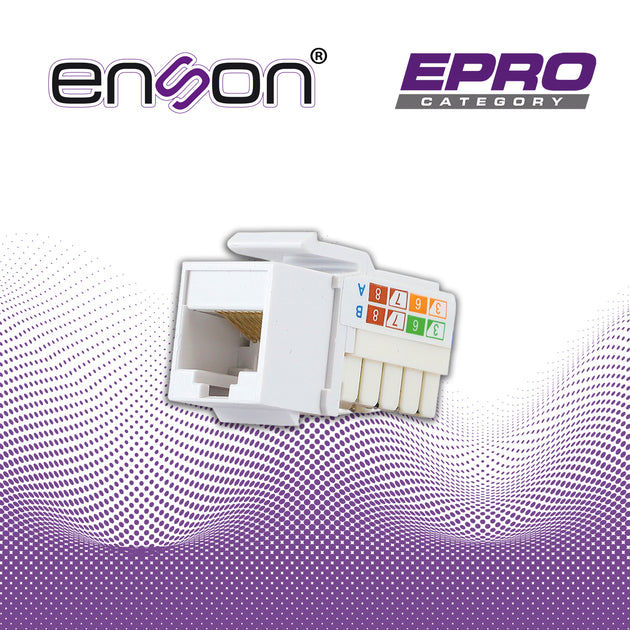 CONECTOR MODULAR JACK KEYSTONE RJ45 ENSON EPRO-JACK6A-WH SERIE PRO, POSICION VERTICAL CAT6A COLOR BLANCO COMPATIBLE CON 