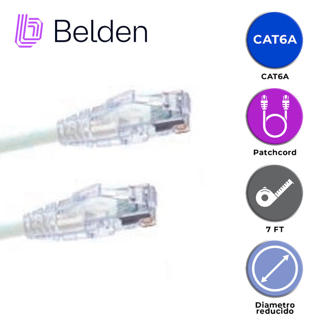 PATCH CORD DIAMETRO REDUCIDO UTP CAT6A BELDEN CAD1109007 / INTERIOR / BLANCO / 4 PARES / 28 AWG / FORRO PVC / CMR / 7 PI