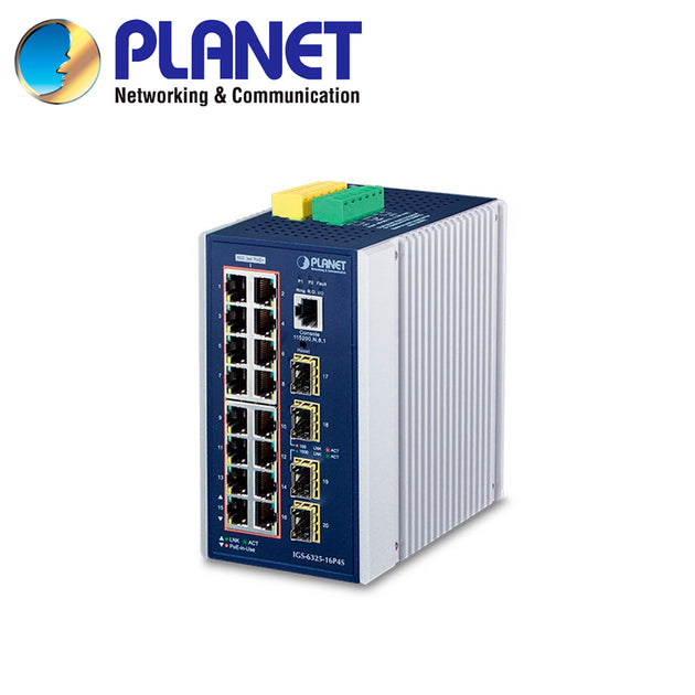 SWITCH INDUSTRIAL POE ADMINISTRABLE L3 PLANET IGS-6325-16P4S / 16 PUERTOS RJ45 POE AF/AT 10/100/1,000MBPS / 4 PUERTOS SF