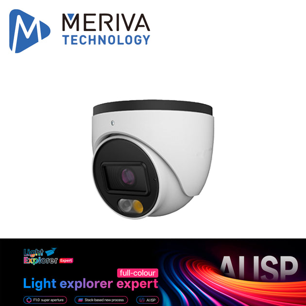 CAMARA IP TURRET MERIVA TECHNOLOGY MTD-400UC / 4MP / H.265+ / 2.8MM / ULTRA COLOR AI ISP LUZ CALIDA 20M / IP67 / METALIC