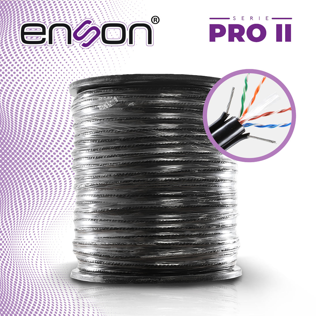 CABLE UTP PARA ELEVADOR CAT6 ENSON 43352B3055 SERIE PRO-II CALIBE 23 AWG 100% COBRE DE ALTO RENDIMIENTO BOBINA DE 305 ME