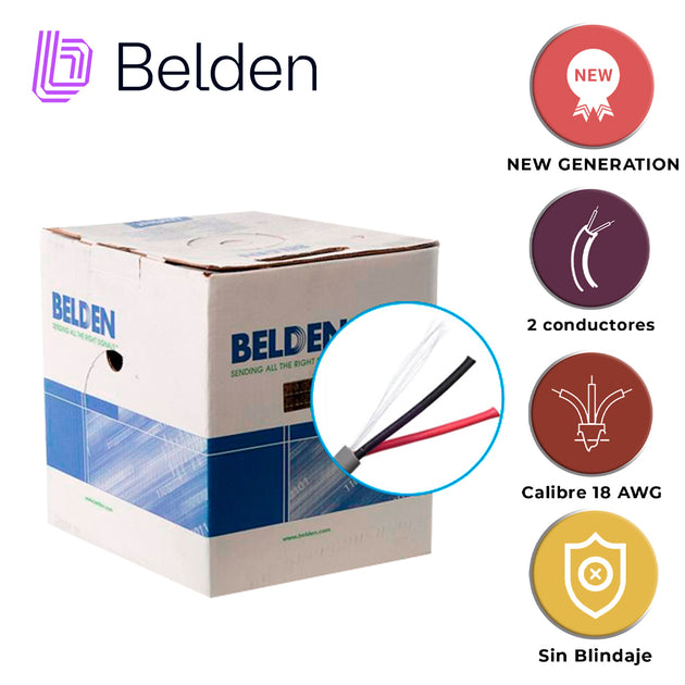 CABLE DE SEGURIDAD Y SONIDO BELDEN 5300UE 008U1000 / INTERIOR / GRIS / 2 CONDUCTORES / 18 AWG / MULTIFILAR / FORRO PVC /
