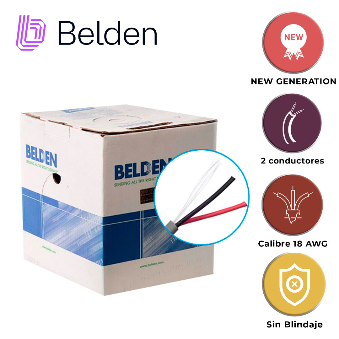 CABLE DE SEGURIDAD Y SONIDO BELDEN 5300UE 008U1000 / INTERIOR / GRIS / 2 CONDUCTORES / 18 AWG / MULTIFILAR / FORRO PVC /