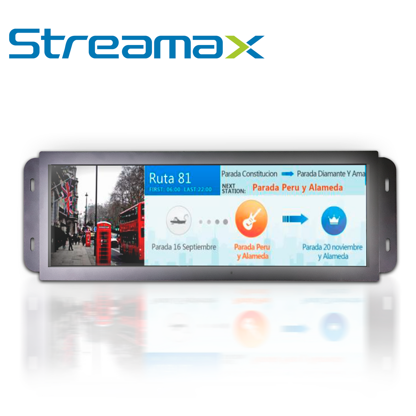 DISPLAY DE PASAJEROS PARA SOLUCION EN AUTOBUS STREAMAX ML16MAX-286 / 28.6 PULGADAS / CONECTOR DJ7031-6.3-21 / FIJACION E