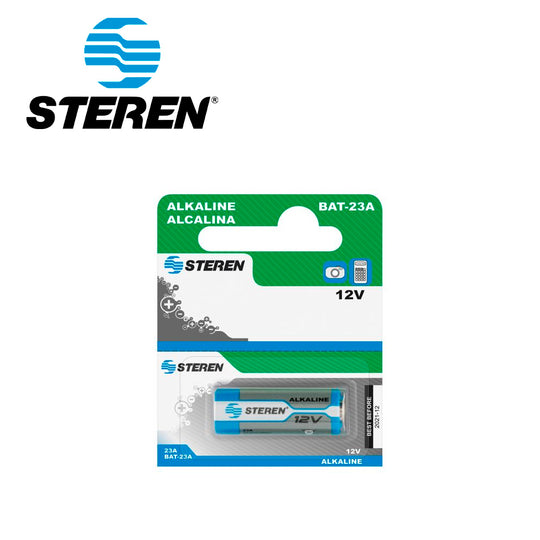 BATERIA ALCALINA STEREN BAT-23A TIPO CILINDRO 12 VOLTS 55MAH -COMPATIBLE CON MAGNETO DUOSMART Y OTROS DISPOSITIVOS SIMIL