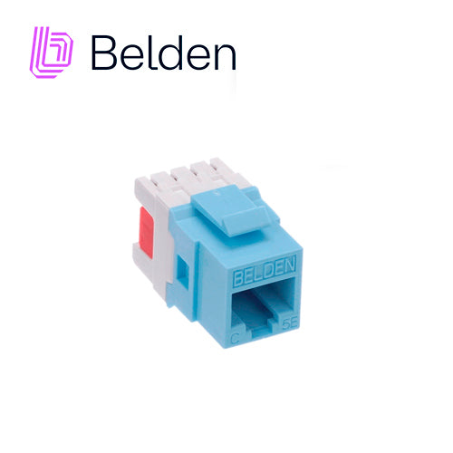 CONECTOR MODULAR JACK RJ45 CAT5E BELDEN AX101315 ESTILO KEYCONNECT AZUL CLARO COMPATIBLE CON FACEPLATE AX102660,AX102655