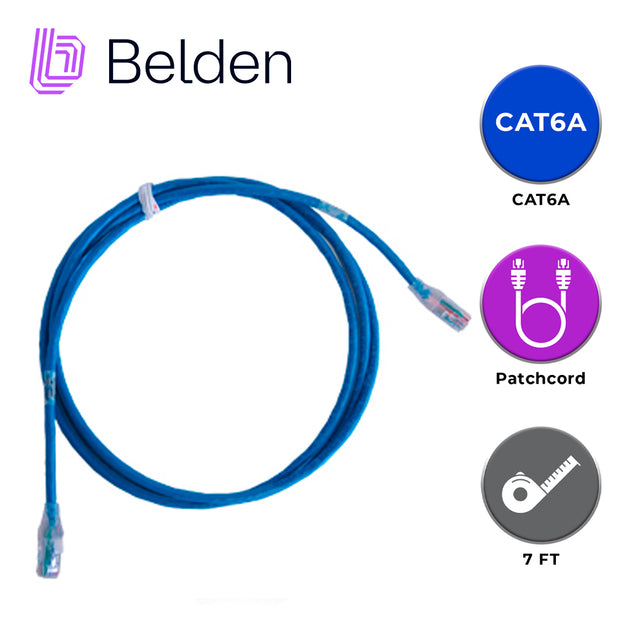 PATCH CORD UTP CAT6A BELDEN CA21106007 / INTERIOR / AZUL / 4 PARES / 24 AWG / FORRO PVC / CMR / 7 PIES 2.1 METROS