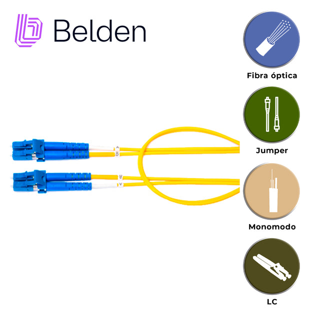JUMPER DE FIBRA OPTICA MONOMODO BELDEN FPSLDLD003M / INTERIOR / AMARILLO / OS2 / LC DUPLEX - LC DUPLEX / 9/125 MICRAS / 
