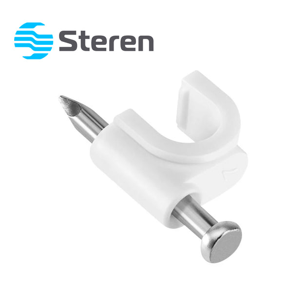 GRAPAS DE PLASTICO BLANCAS STEREN GRA960B / BOLSA CON 50 PZS/ ESPECIAL PARA SUJETAR CONDUCTORES / USO PARA INTERIORES Y 