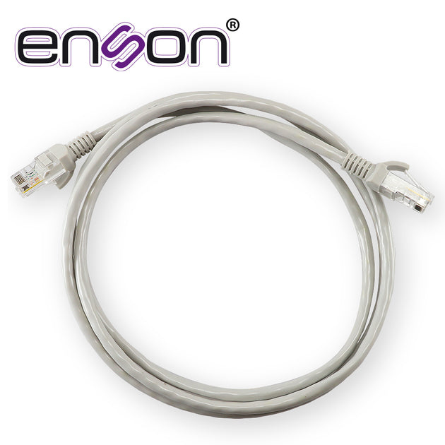 PATCHCORD UTP CAT5E ENSON P5E15 SERIE ECO CALIBRE 24 AWG CCA DE 1.5 METROS FORRO PVC COLOR GRIS PARA USO EN INTERIORES P