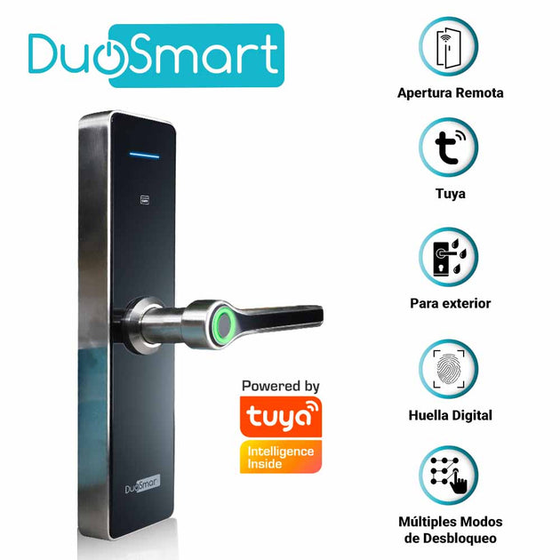 CERRADURA BIOMETRICA WIFI 2.4 GHZ DUOSMART F30 PARA EXTERIORES. ACEPTA TARJETAS MF, HUELLA DIGITAL, CONTRASEÑA Y LLAVE; 