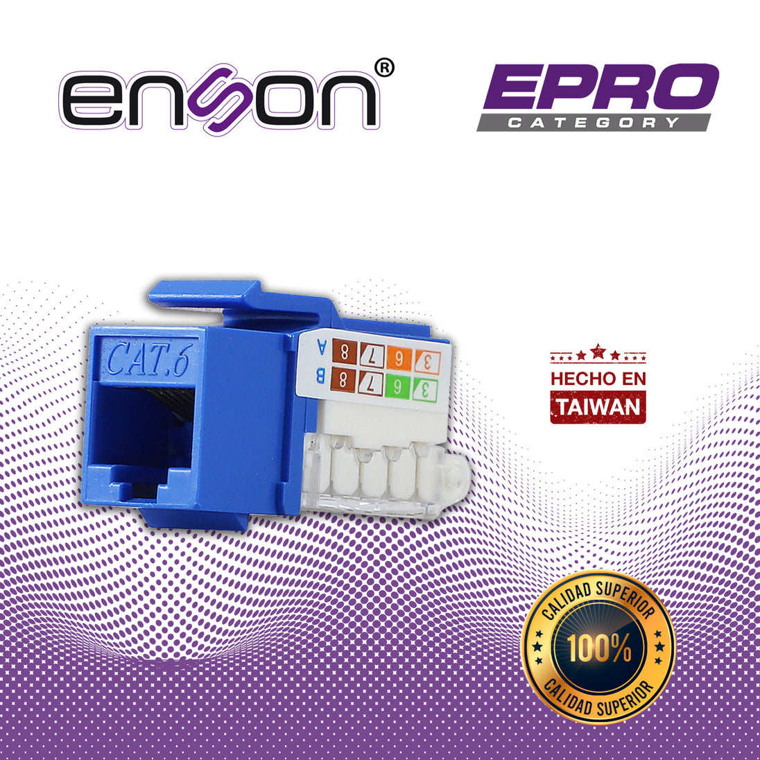CONECTOR MODULAR JACK RJ45 ENSON EPRO-TLJACK6-BL SERIE PRO TERMINADO SIN PINZAS, POSICION VERTICAL CAT6 COLOR AZUL COMPA