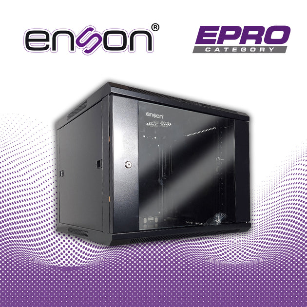 GABINETE DE PARED ENSON ENS-RKGB9U2 9UR PUERTA FRONTAL DE CRISTAL TEMPLADO CON CERRADURA DE SEGURIDAD RANURAS DE VENTILA