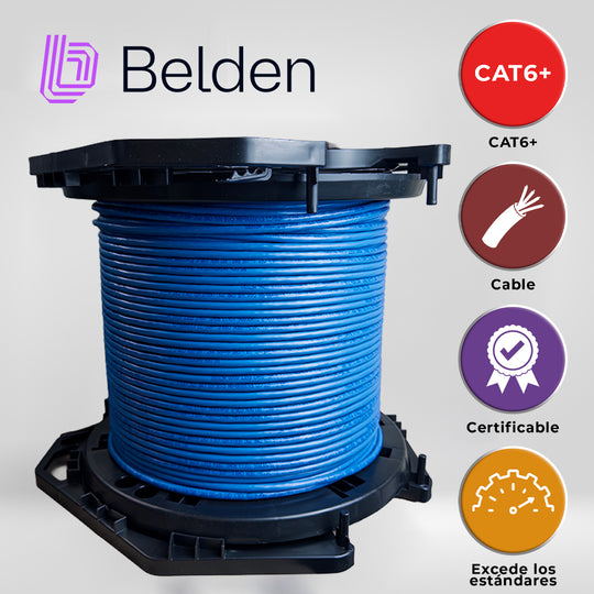 CABLE UTP CAT6+ BELDEN 2412 006A1000 / INTERIOR / AZUL / 350MHZ / 4 PARES / 23 AWG / FORRO PVC / CMR / CERTIFICABLE / BO